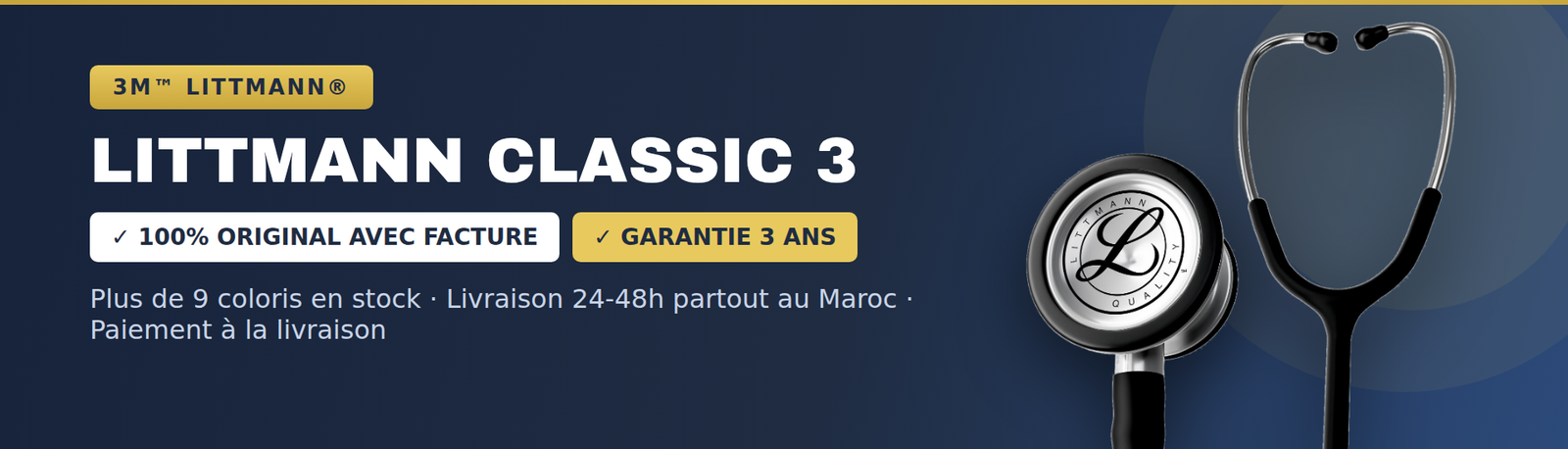 Stethoscope Littmann Classic 3 - 100% original avec facture, garantie 3 ans